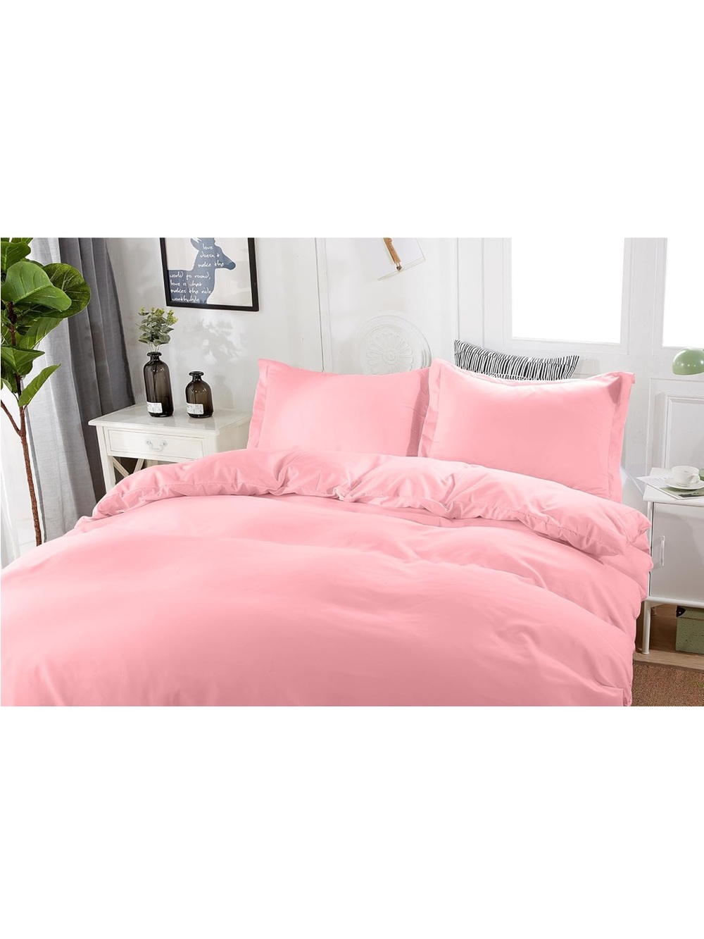 NEW Pink Duvet Cover Set Full Size. One Duvet Cover 80x90 + 2 Pillow Shams - Picture 3 of 3